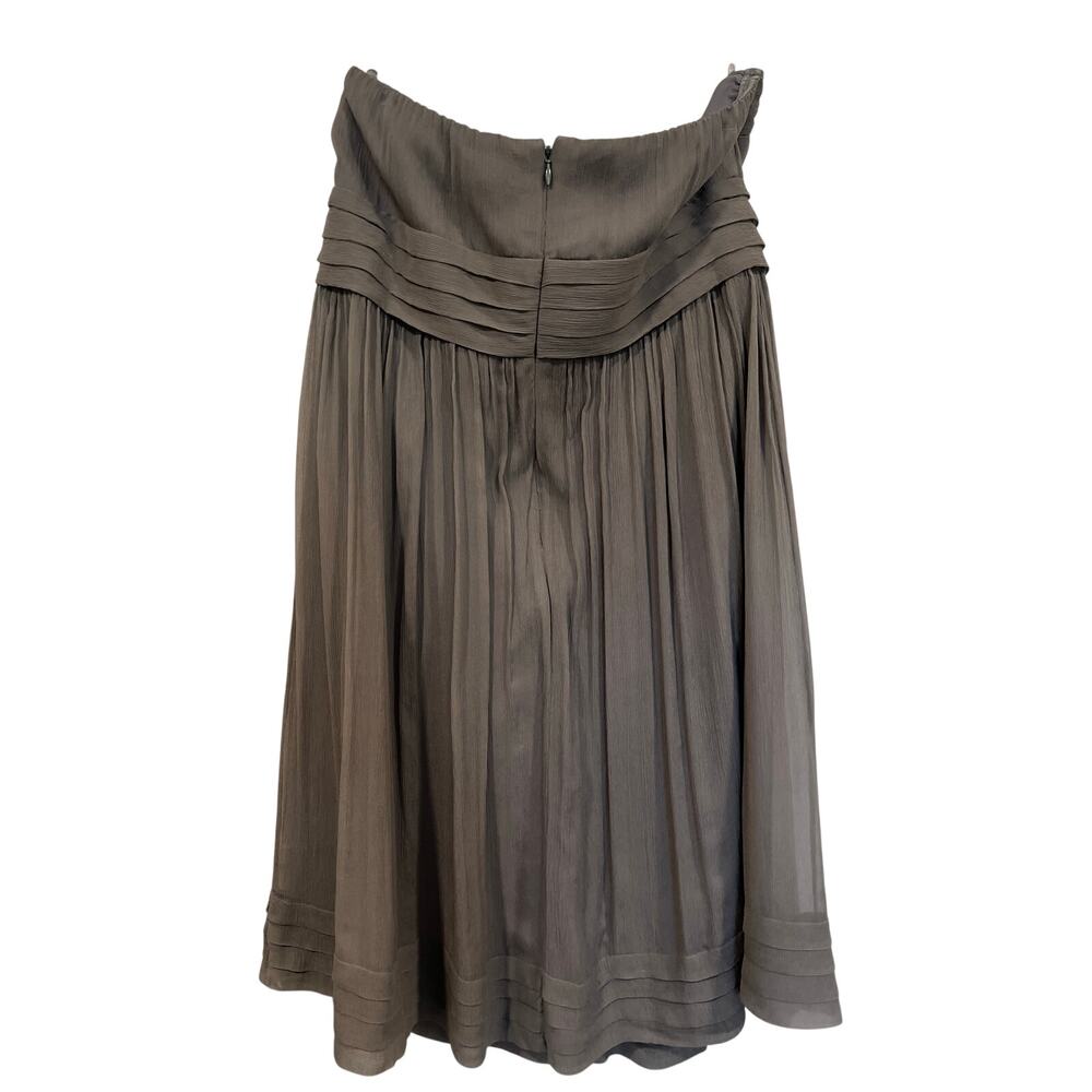 J. Crew Juliet Strapless Silk Chiffon Midi Dress Gray Small Bridesmaid Cocktail - Picture 3 of 8